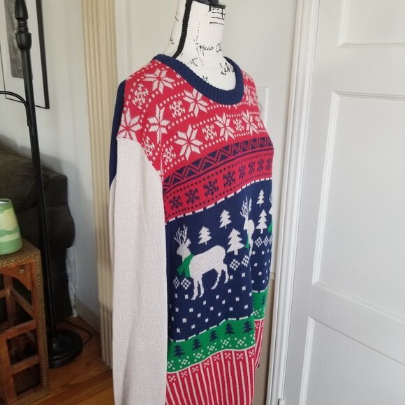 Well Worn Brand Holiday Sweater Reindeer Decorated Sweater Sz XXL - Picture 4 of 11